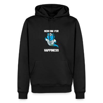 Ma médecine pour le bonheur appelée chats tous les jours - Sweat à capuche Premium bio Homme - noir - Devant - Nico (187cm)