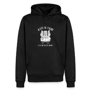 Ma médecine pour le bonheur appelée chats tous les jours - Sweat à capuche Premium bio Homme - noir - Devant - Nico (187cm)