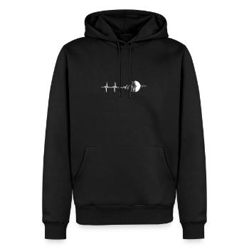 Je serai à mon bureau - Ingénieur du son en train d’enregistrer - Sweat à capuche Premium bio Homme - noir - Devant - Nico (187cm)