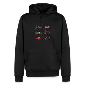 Locomotive à vapeur - J’ai un train d’ à voie unique - Sweat à capuche Premium bio Homme - noir - Devant - Nico (187cm)
