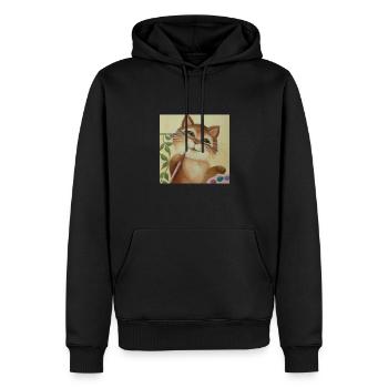 Histoire de l’art du chat - Sweat à capuche Premium bio Homme - noir - Devant - Nico (187cm)