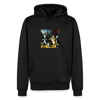 Histoire de l’art du chat - Sweat à capuche Premium bio Homme - noir - Devant - Nico (187cm)