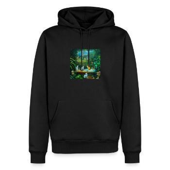 Histoire de l’art du chat - Sweat à capuche Premium bio Homme - noir - Devant - Nico (187cm)