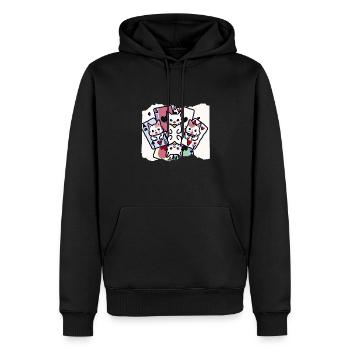Chats Cartes à jouer - Sweat à capuche Premium bio Homme - noir - Devant - Nico (187cm)