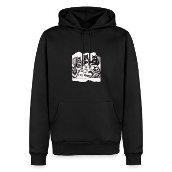 Chats Cartes à jouer - Sweat à capuche Premium bio Homme - noir - Devant - Nico (187cm)