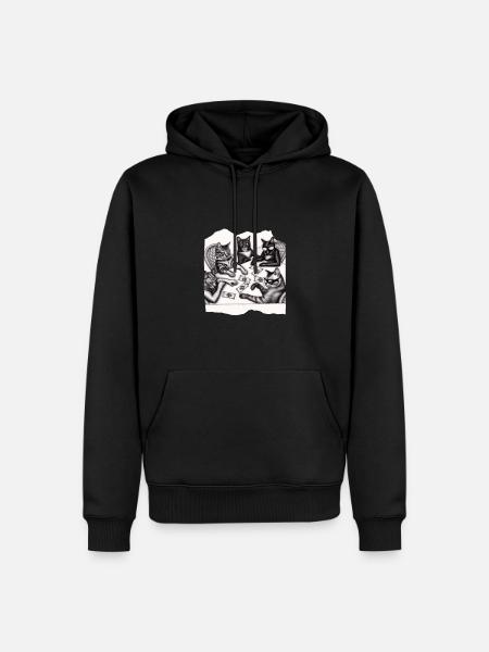 Cats Playing Cards - Men’s Premium Organic Hoodie - black