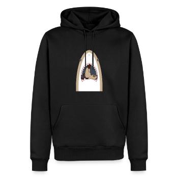 Chat mangeur de requins - Sweat à capuche Premium bio Homme - noir - Devant - Nico (187cm)