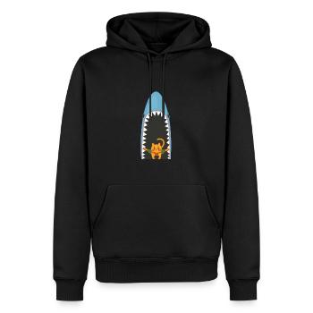 Chat mangeur de requins - Sweat à capuche Premium bio Homme - noir - Devant - Nico (187cm)