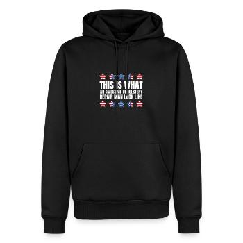 Rembourrage d’ameublement de restaurateur - Sweat à capuche Premium bio Homme - noir - Devant - Nico (187cm)