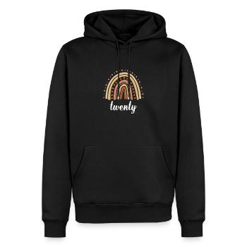 Orange Rainbow Twenty Years 20th Birthday - Men’s Premium Organic Hoodie - black - Front - Nico (187cm)