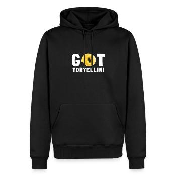 Pâtes Penne Tortellini italiennes - Sweat à capuche Premium bio Homme - noir - Devant - Nico (187cm)