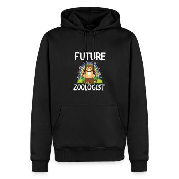Future Zoologist Birthday Wildlife - Sweat à capuche Premium bio Homme - noir - Devant - Nico (187cm)