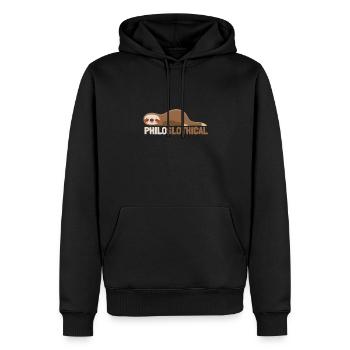 Débat philosophique Sentiment philoslothique - Sweat à capuche Premium bio Homme - noir - Devant - Nico (187cm)