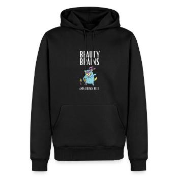 Des cerveaux de beauté et une ceinture noire - Sweat à capuche Premium bio Homme - noir - Devant - Nico (187cm)