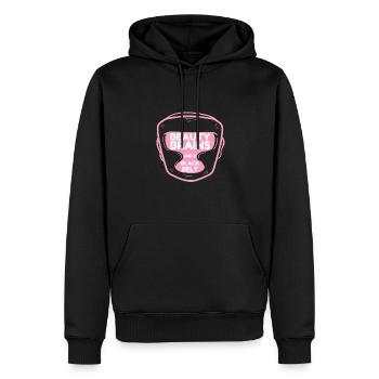 Beauty Brains et une ceinture noire - Sweat à capuche Premium bio Homme - noir - Devant - Nico (187cm)
