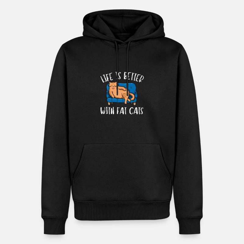 Obésité du gros chat - Sweat à capuche Premium bio Homme - noir