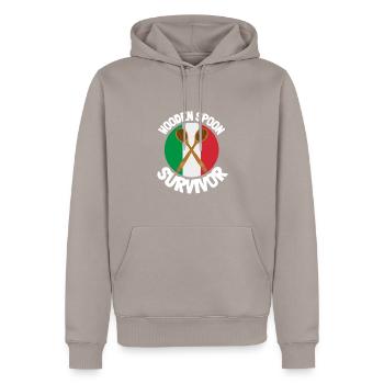I Survived The Wooden Spoon - Parenting - Men’s Premium Organic Hoodie - taupe - Front - Nico (187cm)