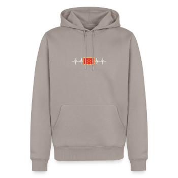 Royaume-Uni Greater Manchester Flag - Sweat à capuche Premium bio Homme - taupe - Devant - Nico (187cm)