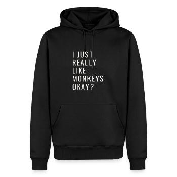 J’aime vraiment les singes ok? - Sweat à capuche Premium bio Homme - noir - Devant - Nico (187cm)