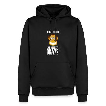 J’aime vraiment les singes ok? - Sweat à capuche Premium bio Homme - noir - Devant - Nico (187cm)