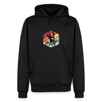 Kettlebell Workout Retro Fitness Gym - Männer Premium Bio Hoodie - Schwarz - Vorne - Nico (187cm)