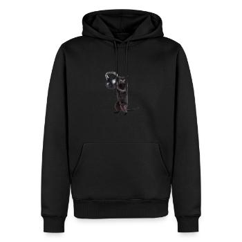 Kettlebell Workout Retro Fitness Gym - Männer Premium Bio Hoodie - Schwarz - Vorne - Nico (187cm)