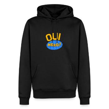Oui Oui Merci - Männer Premium Bio Hoodie - Schwarz - Vorne - Nico (187cm)