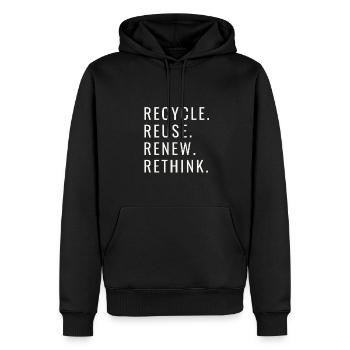 Recycle Reuse Renew Rethink Wind Turbine - Wind - Men’s Premium Organic Hoodie - black - Front - Nico (187cm)