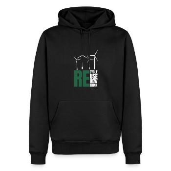 Recycle Reuse Renew Rethink Wind Turbine - Wind - Men’s Premium Organic Hoodie - black - Front - Nico (187cm)