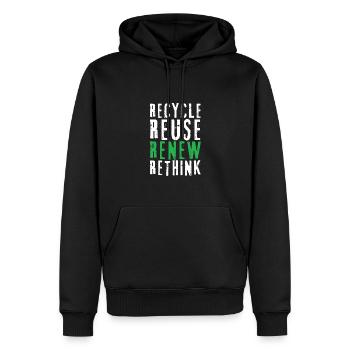 Recycle Réutiliser Renew Rethink Wind Turbine - Wind - Sweat à capuche Premium bio Homme - noir - Devant - Nico (187cm)