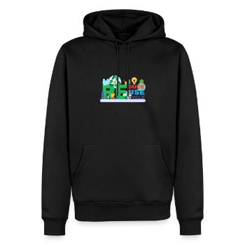 Recycle Réutiliser Renew Rethink Wind Turbine - Wind - Sweat à capuche Premium bio Homme - noir - Devant - Nico (187cm)