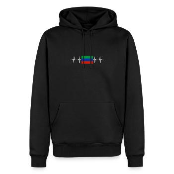 Drapeau russe - Daghestan - Sweat à capuche Premium bio Homme - noir - Devant - Nico (187cm)