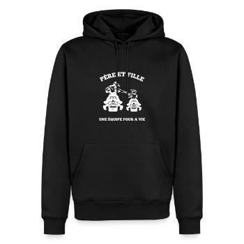 Tel Père Tel Fils Motoneige Cross Sport - Männer Premium Bio Hoodie - Schwarz - Vorne - Nico (187cm)