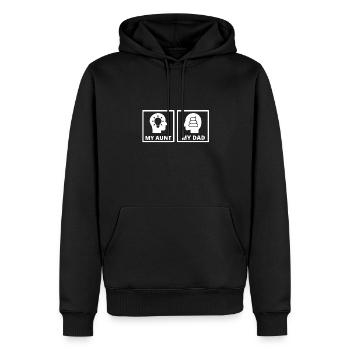 My Aunt Is Definitely Cooler Than My Dad - Men’s Premium Organic Hoodie - black - Front - Nico (187cm)