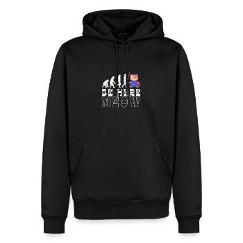 Yoga Cat - Be Here Meow - Männer Premium Bio Hoodie - Schwarz - Vorne - Nico (187cm)