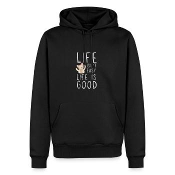 Motivational Quote - Life isn't easy life is good - Männer Premium Bio Hoodie - Schwarz - Vorne - Nico (187cm)