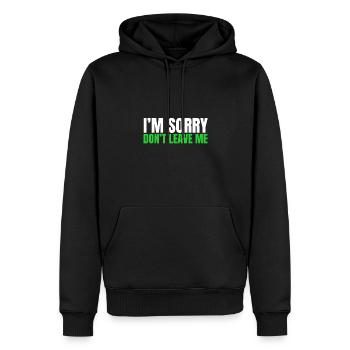 Excuses de couple - Je suis désolé de ne pas me quitter - Sweat à capuche Premium bio Homme - noir - Devant - Nico (187cm)