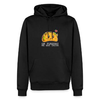 Le mardi, nous mangeons des tacos - Sweat à capuche Premium bio Homme - noir - Devant - Nico (187cm)