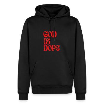 Christian - God Is Black And Red - Männer Premium Bio Hoodie - Schwarz - Vorne - Nico (187cm)