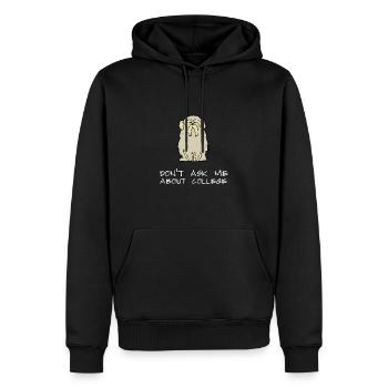 Don't ask me about college - Männer Premium Bio Hoodie - Schwarz - Vorne - Nico (187cm)