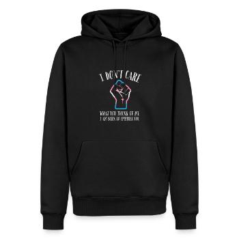 LGBTQ - I dont care what you think about me - Männer Premium Bio Hoodie - Schwarz - Vorne - Nico (187cm)