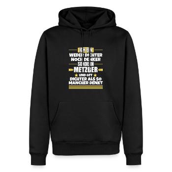 Ni poète ni penseur, mais boucher - Sweat à capuche Premium bio Homme - noir - Devant - Nico (187cm)