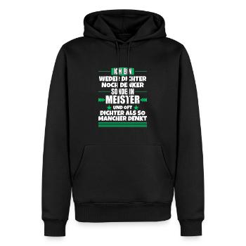Ni poètes, ni penseurs, mais maîtres - Sweat à capuche Premium bio Homme - noir - Devant - Nico (187cm)
