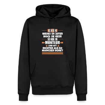 Né un poeta né un pensatore, ma un montatore - Felpa con cappuccio ecologica premium da uomo - nero - Fronte - Nico (187cm)