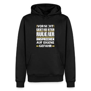 Ne parlez pas aux rameurs stressés ! - Sweat à capuche Premium bio Homme - noir - Devant - Nico (187cm)