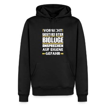 Don't talk to stressed biologist! - Men’s Premium Organic Hoodie - black - Front - Nico (187cm)
