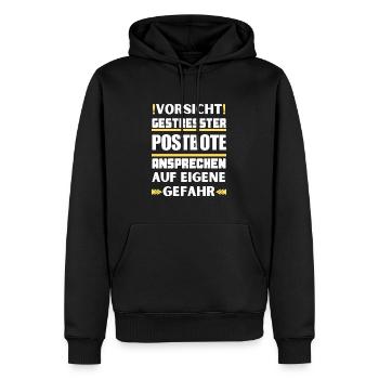 Don't talk to stressed postman! - Men’s Premium Organic Hoodie - black - Front - Nico (187cm)