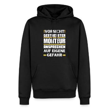 Ne parlez pas à un installateur stressé ! - Sweat à capuche Premium bio Homme - noir - Devant - Nico (187cm)