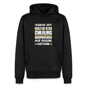Don't talk to a stressed surgeon! - Men’s Premium Organic Hoodie - black - Front - Nico (187cm)