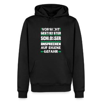 Gestresster Schlosser nicht ansprechen! - Männer Premium Bio Hoodie - Schwarz - Vorne - Nico (187cm)